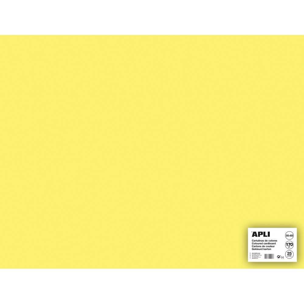 25 Hojas Cartulina Color Amarillo Claro 50x65cm Apli 14256