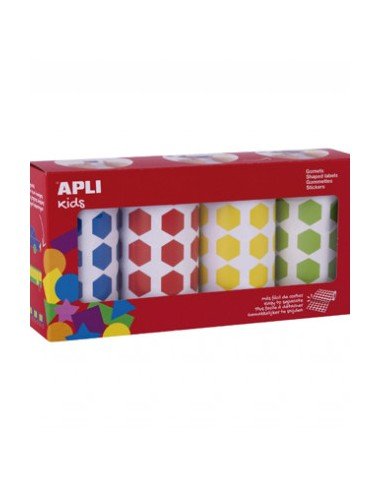 Pack 4 Rollos Gomets Hexagonales Ø20 mm Apli 19192