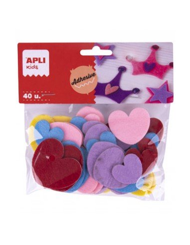 Corazones Fieltro Colores Surtidos 40 Uds Apli 18969
