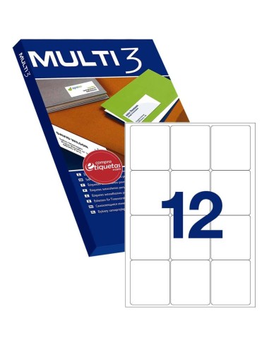 Etiquetas Blancas Cantos Romos 63.5x72 mm 100 H Multi3 10493