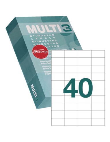 Multi3 10513 Etiquetas Blancas con Cantos Rectos 52,5x29,7 mm 500 H