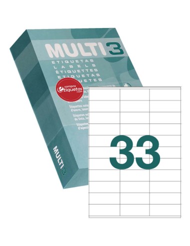 Etiqueta Multi3 10515 Blancas Cantos Rectos 70x25.4 mm 500 H
