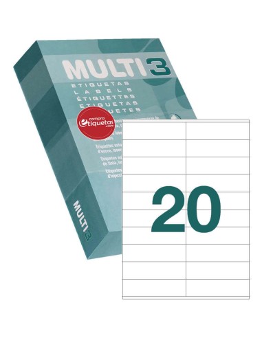 Multi3 10522 Etiquetas de 105x29 mm Blancas Cantos Rectos 500 H