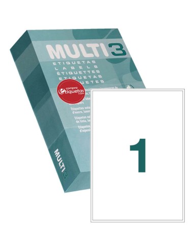 Etiquetas A4 Autoadhesivas Blancas Cantos Rectos 500 H Multi3 10533