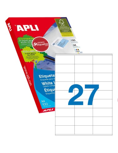 Etiquetas Blancas Cantos Rectos 70x30 mm 100H Apli 01271