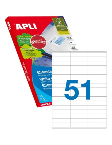Etiquetas Blancas Cantos Rectos 70x16,9 mm 100H Apli 01294