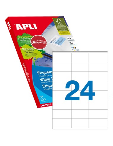 Etiquetas Blancas Cantos Rectos 70x36 mm 100H Apli 01298