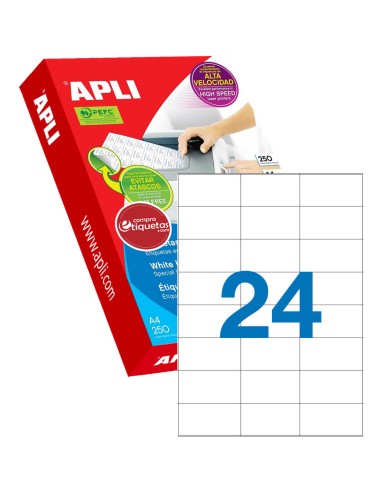 Etiquetas Adhesivas Para Láser 70x37 mm 250H Apli 02520