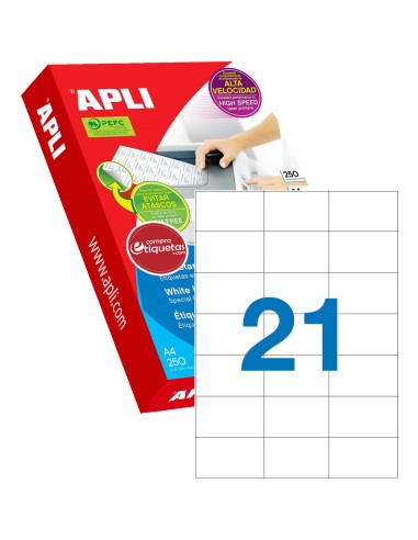 Etiquetas Blancas Para Láser 70x42,4 mm 250H Apli 02521