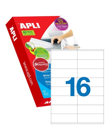 Etiquetas Blancas Para Láser 105x35 mm 250 H Apli 02524