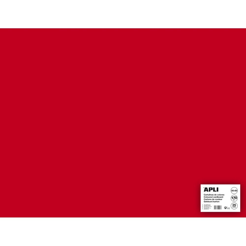 25 Hojas Cartulina Color Rojo 50 x 65cm Apli 14265 COMPRAETIQUETAS