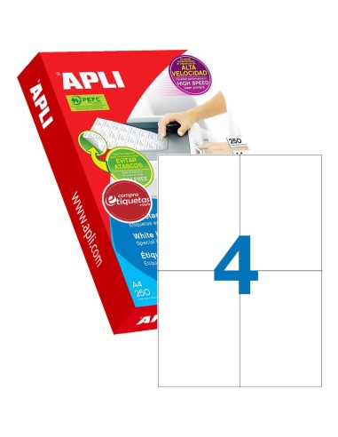Etiquetas Adhesivas Para Láser 105x148 mm 250H Apli 02528