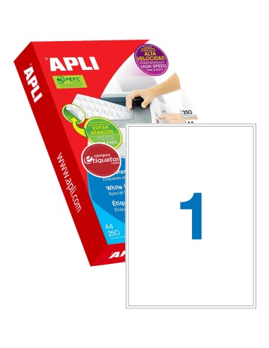 Etiquetas Adhesivas Para Láser 210x297 mm 250H Apli 02530