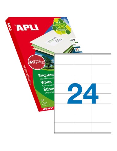 Etiquetas Blancas Papel Reciclado 70x35 mm 100H Apli 12060
