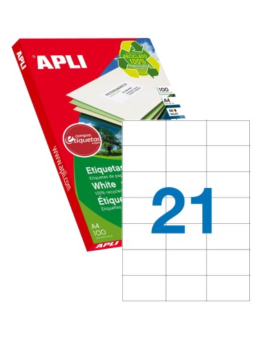 Etiquetas Blancas Papel Reciclado 70x42,4 mm 100H Apli 12062