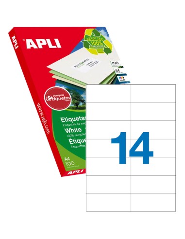 Etiquetas Blancas Papel Reciclado 105x42,4 mm 100H Apli 12066
