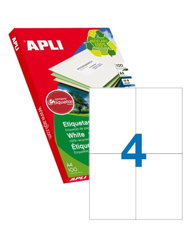 Etiquetas Blancas Papel Reciclado 105x148 mm 100H Apli 12068