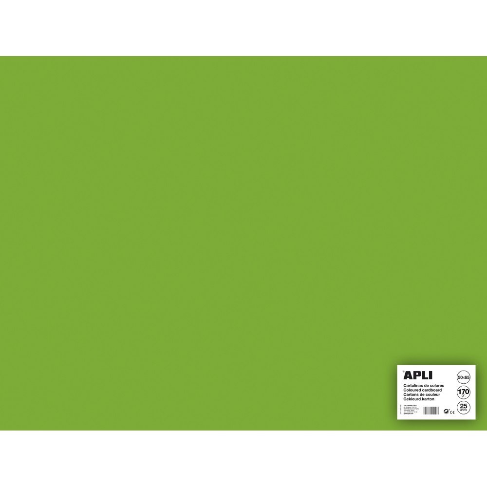 25 Hojas Cartulina Color Verde Hierba 50x65cm Apli 14266 COMPRAETIQUETAS