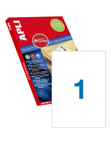 Etiquetas Blancas Adhesivo Extrafuerte 210x297 mm 100H Apli 11787
