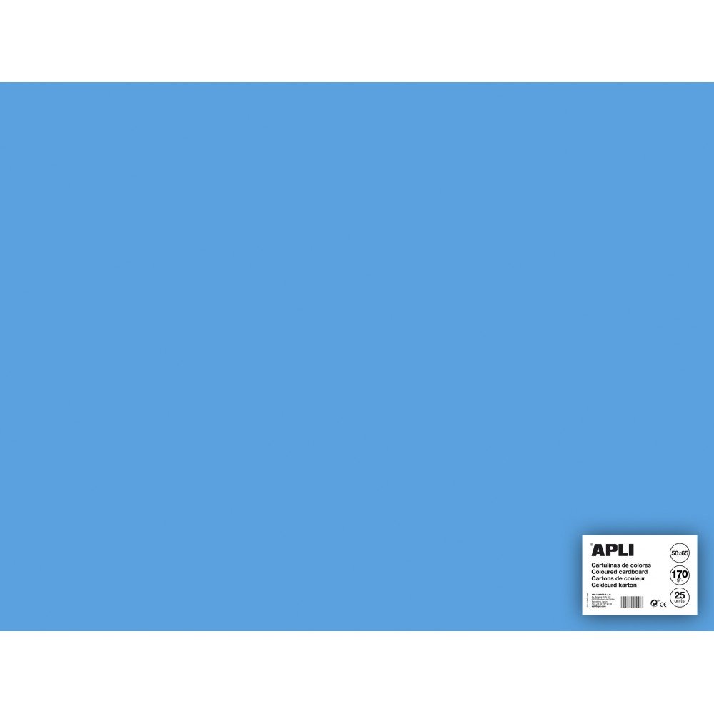 25 Hojas Cartulina Color Azul Cielo 50x65cm Apli 14267 COMPRAETIQUETAS