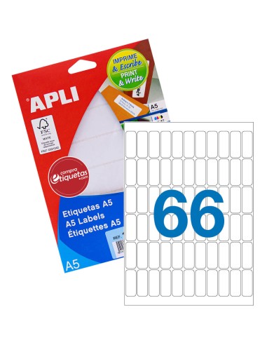 Etiquetas Blancas Formato A5 12x30 mm 15H Apli 01861