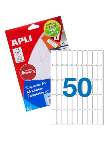 Etiquetas Blancas Cantos Romos A5 13x40 mm 15H Apli 01862