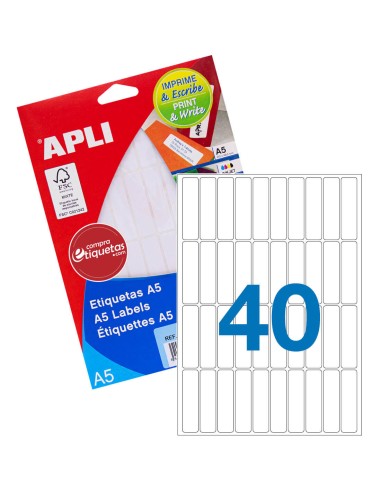 Etiquetas Blancas Cantos Romos A5 13x50 mm 15H Apli 01863