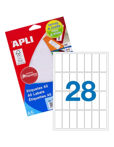Etiquetas Blancas Cantos Romos A5 20x50 mm 15H Apli 01867