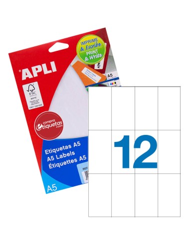 Etiquetas Blancas Cantos Rectos 70x37 mm 5H Apli 11174