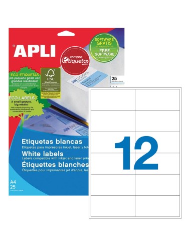 Etiquetas Blancas Cantos Rectos 97x42,4 mm 25H Apli 01213