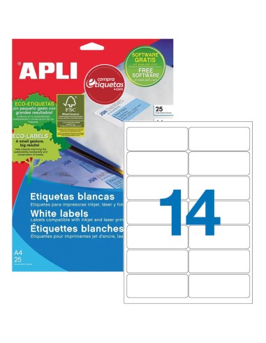 Etiquetas Blancas Cantos Romos 99,1x38,1 mm 25H Apli 01998