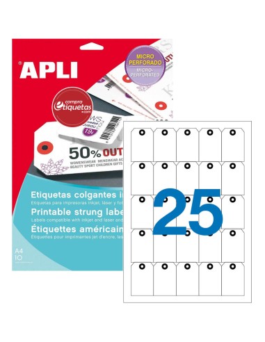 Etiquetas Blancas Adhesivo Removible 35,6x16,9 mm 25H Apli 10199