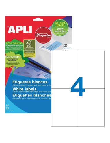 Etiquetas Blancas Cantos Rectos 25 H Apli 10827