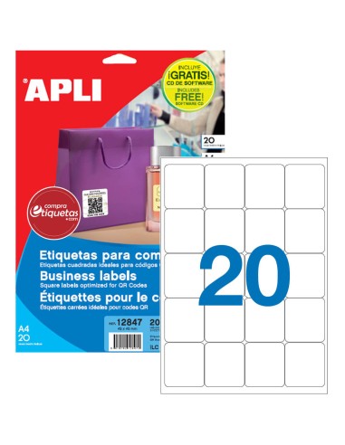 Etiquetas Blancas Cantos Romos 45x45 mm 20H Apli 12847