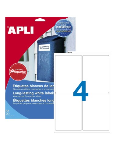Etiquetas Blancas de Poliéster 99,1x139 mm 20H Apli 15091