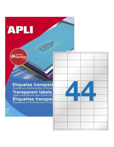 Etiquetas Poliéster Translúcidas Mate 48,5x25,4 mm 20H Apli 01223