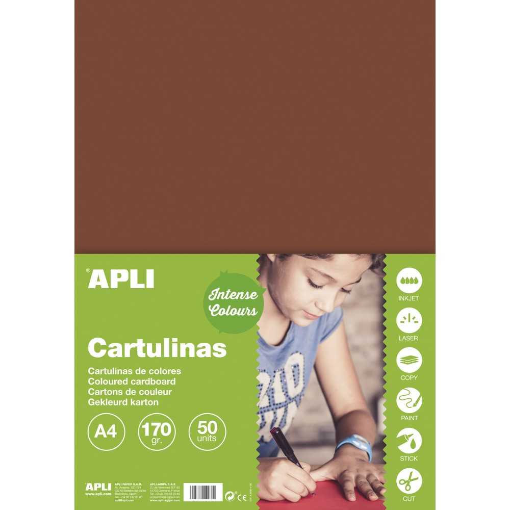 50 Hojas Cartulina Marrón  A4 170gr Apli 14245 COMPRAETIQUETAS