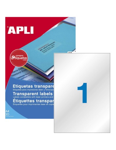 Etiquetas Poliéster Translúcidas Mate 210x297 mm 20H Apli 01225