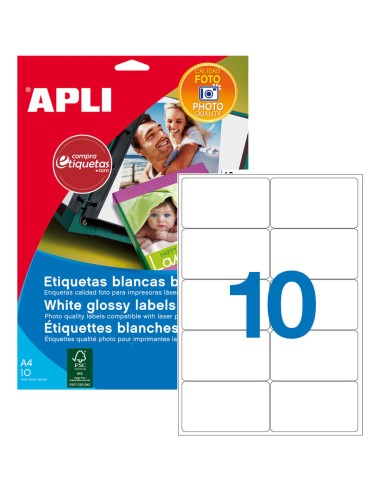 Etiquetas Blancas Calidad Foto 99,1x57 mm 10H Apli 02924