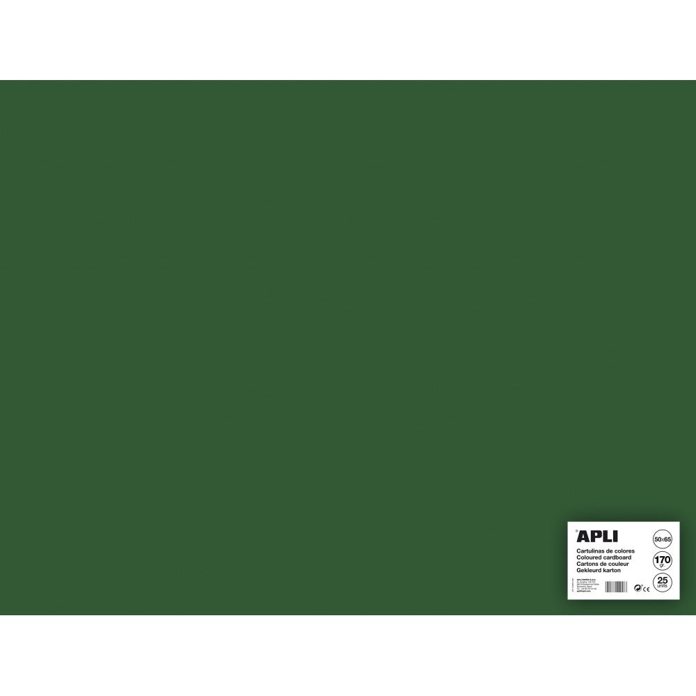 Cartulina Verde Oscuro 25 Hojas de 50x65cm Apli 14272