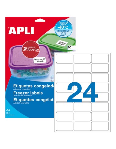Etiquetas Para Congelación Blancas de 63,5x38,1mm 10H Apli 15070