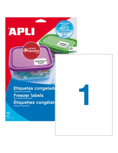 Etiquetas Blancas Especial Congelador 210x297 mm 10H Apli 15072