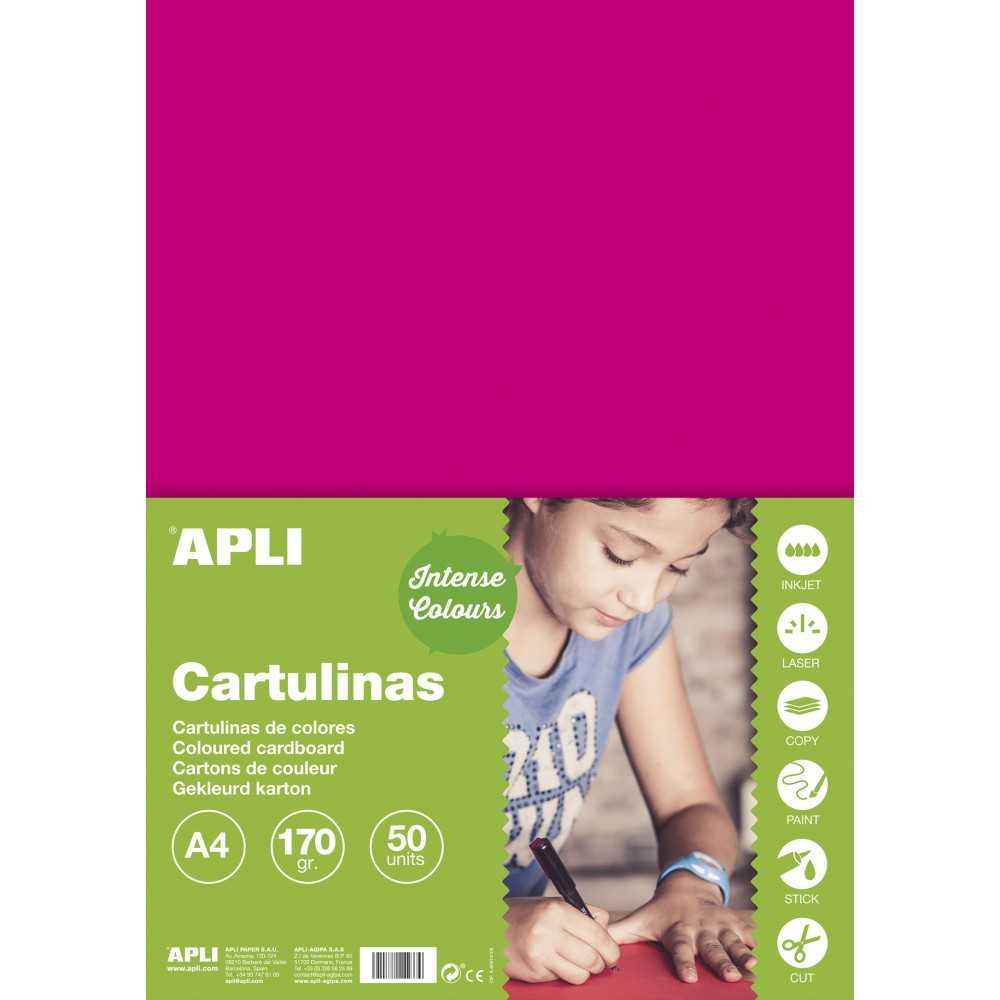 50 Hojas Cartulina A4 170 gr Color Fúcsia Apli 14248 COMPRAETIQUETAS