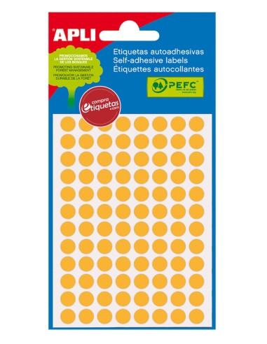 Etiquetas Circulares Naranja Flúor ø8 mm 3H Apli 02080