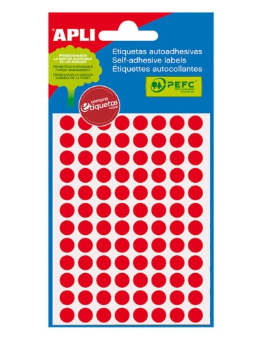 Etiquetas Circulares Rojo Flúor ø8 mm 3H Apli 02081