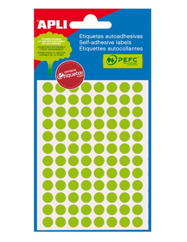 Etiquetas Circulares Verde Flúor ø8 mm 3H Apli 02082