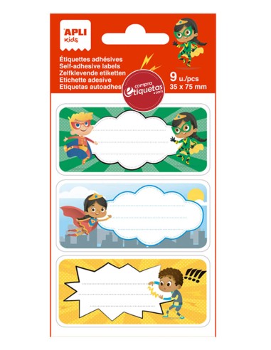 Etiquetas Escolares Motivo Súper Héroes Apli 19019