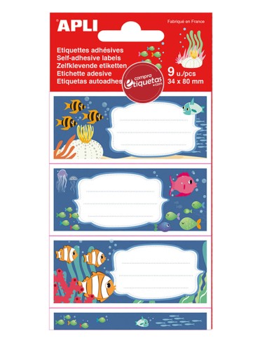 Etiquetas Escolares Fondos Marinos 81x36 mm Apli 18433