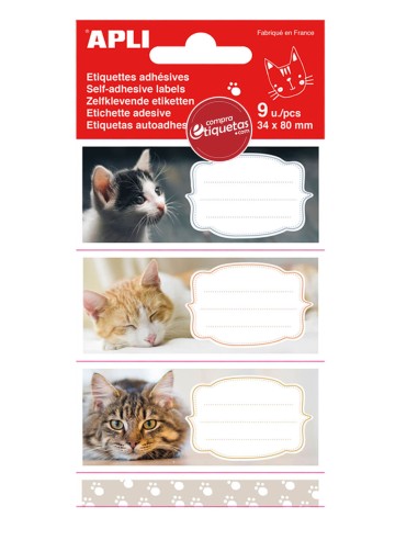 Etiquetas Escolares Modelo Gatos 81x36 mm Apli 18438