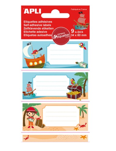 Etiquetas Escolares Modelo Piratas 81x36 mm Apli 18440